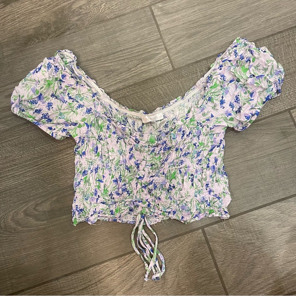 Olivaceous Floral Crop Top
